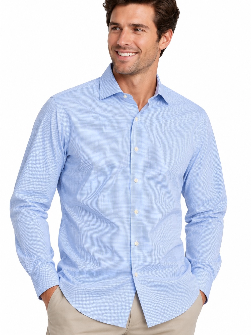 Brooks Brothers Regent Blue Check Supima Cotton Non-Iron Dress Shirt 16.5 33